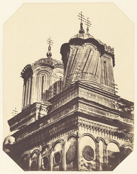 Unknown, [Angled view of church towers]