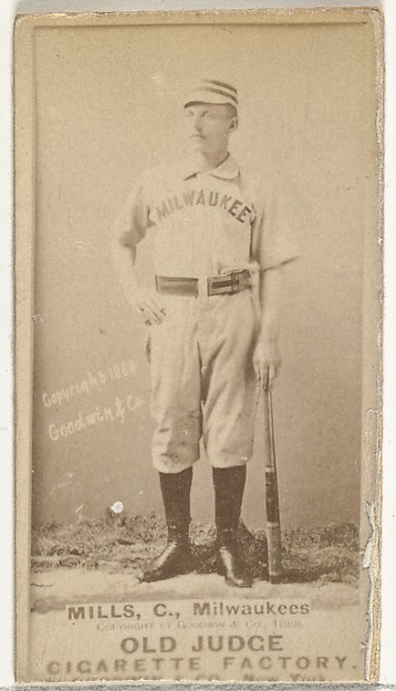 Goodwin & Company, Lynn Mills, Catcher, Milwaukee, from the Old Judge series (N172) for Old Judge Cigarettes