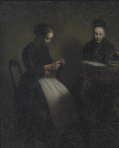 Vilhelm Hammershøi, Afteninteriør. Kunstnerens moder og hustru