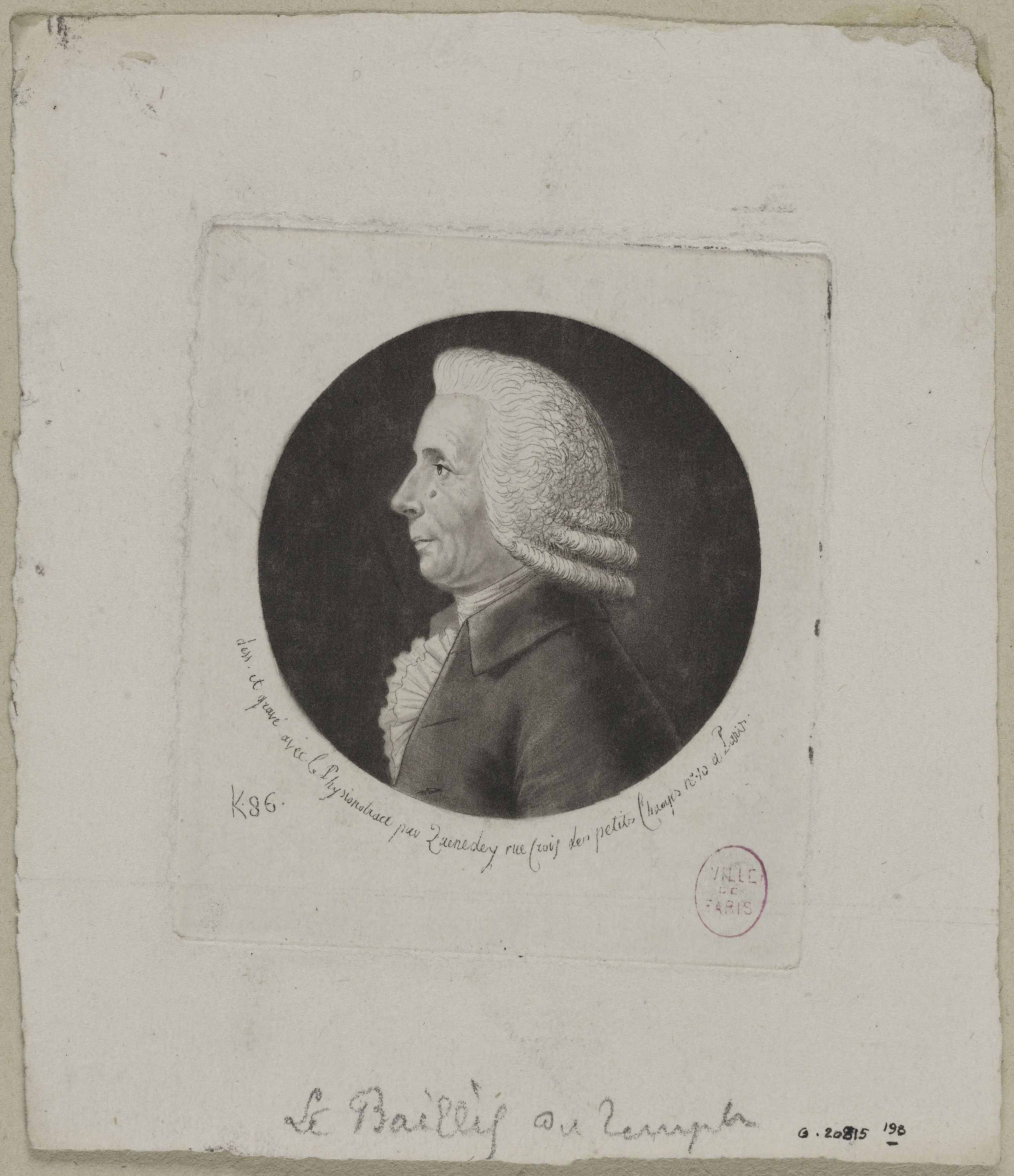 Edmé Quenedey, Portrait de Le Bailly au Temple