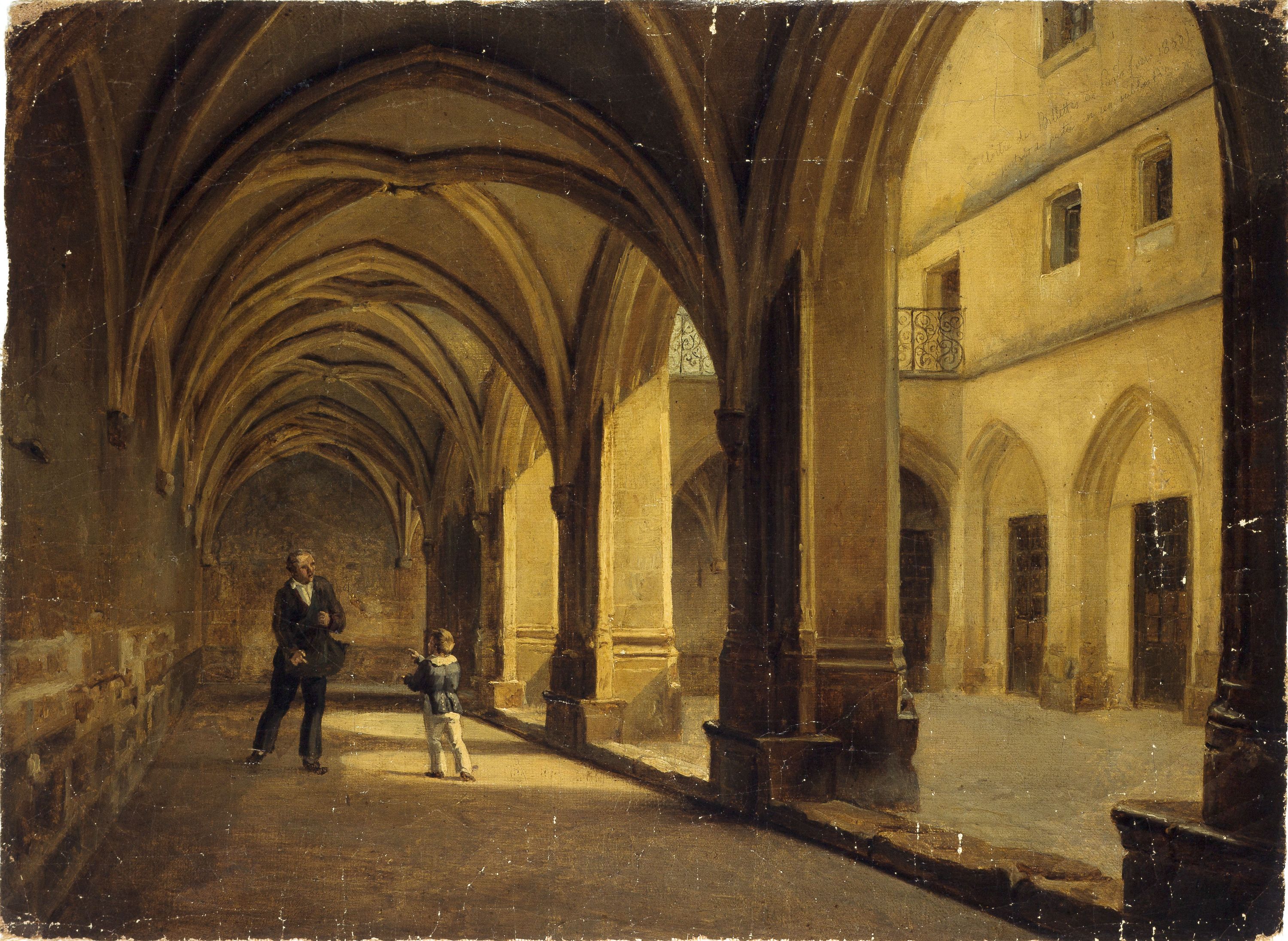 Anonyme, Le cloître des Billettes, vers 1830, actuel 4ème arrondissement.