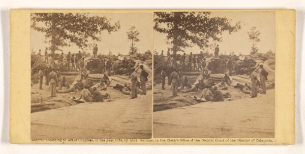 Timothy H. O'Sullivan, [Camp of a portion of a Brigade of Colored Troops in the works before Petersburg, Va.]