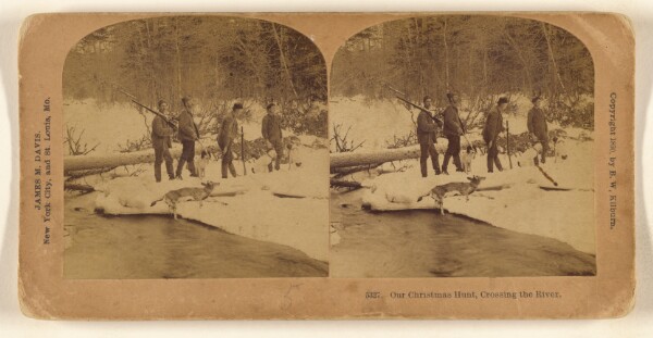 Benjamin West Kilburn, Our Christmas Hunt, Crossing the River.