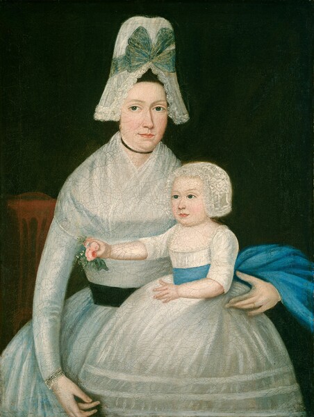 American 18th Century, Mother and Child in White