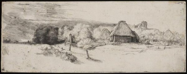 Rembrandt van Rijn, Landscape with trees, farm buildings and a tower