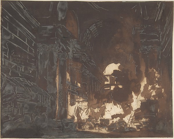Hubert Robert, Washerwomen in a Ruined Gallery