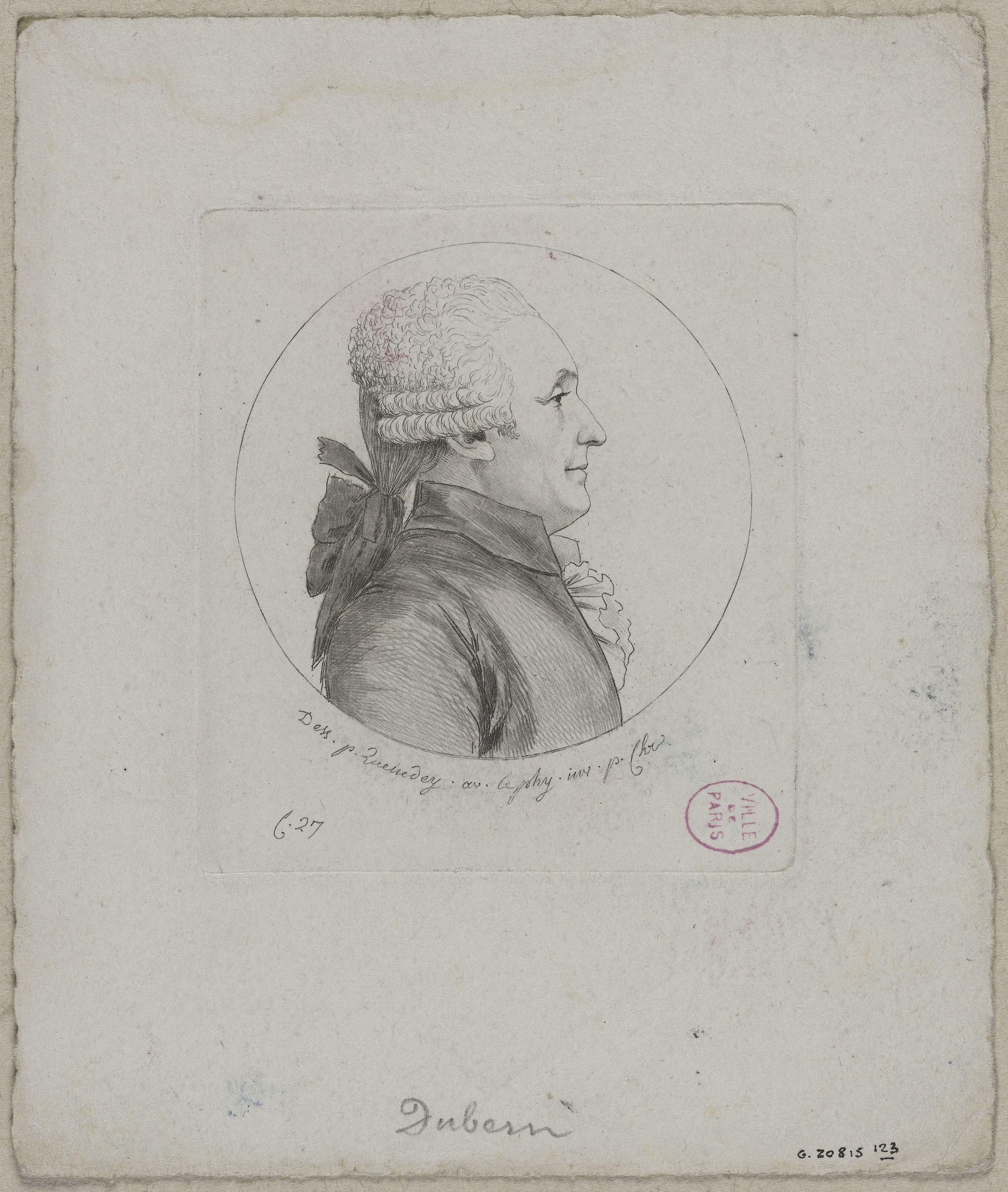Edmé Quenedey, Portrait de Monsieur Dubern