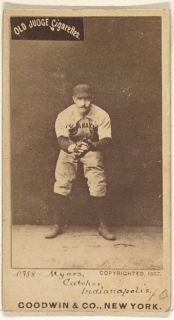 Goodwin & Company, Myers, Catcher, Indianapolis, from the Old Judge series (N172) for Old Judge Cigarettes