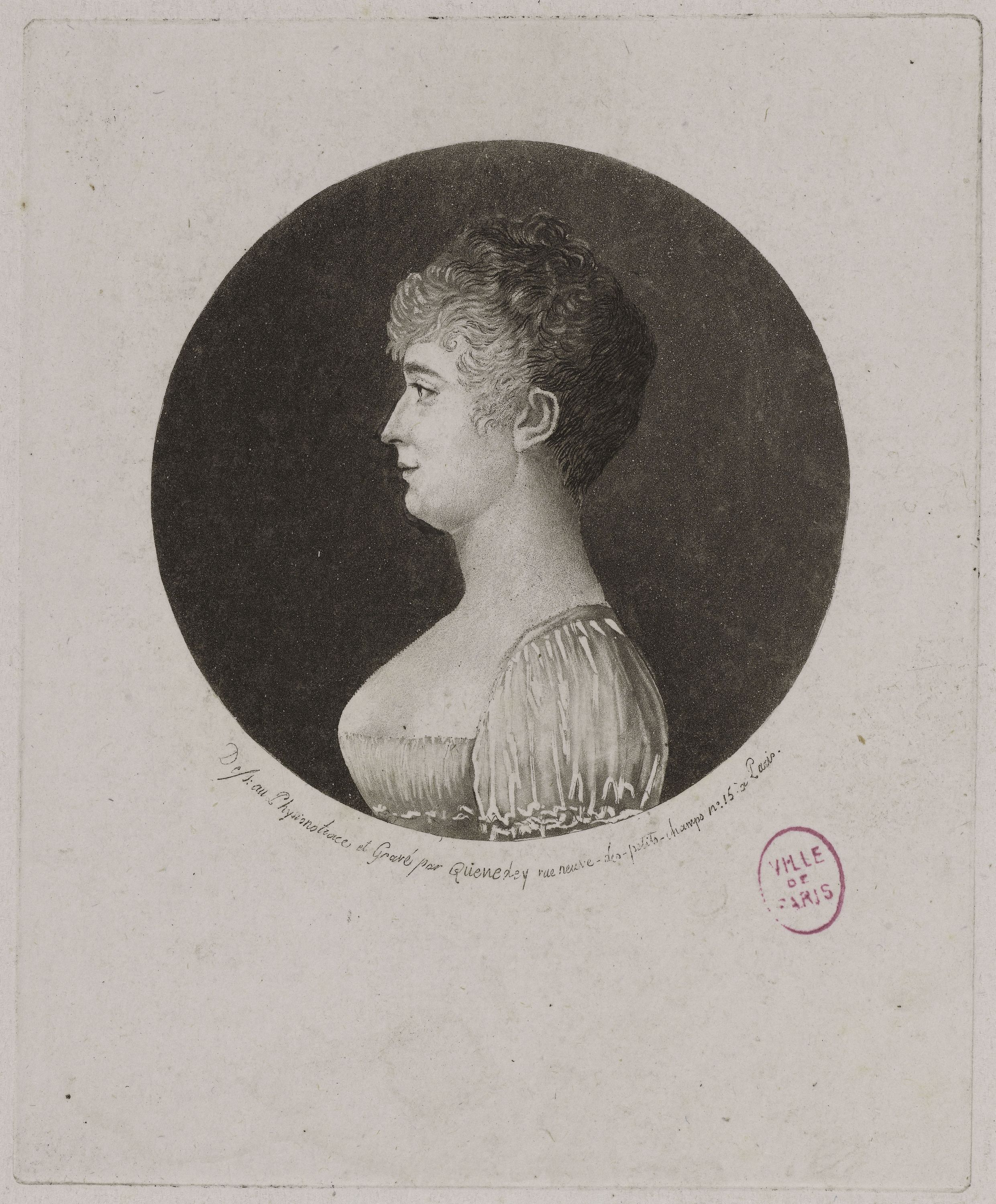 Edmé Quenedey, Portrait d'une femme, fin XVIIIème siècle/début XIXème siècle