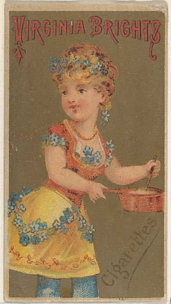 Allen & Ginter, From the Girls and Children series (N64) promoting Virginia Brights Cigarettes for Allen & Ginter brand tobacco products