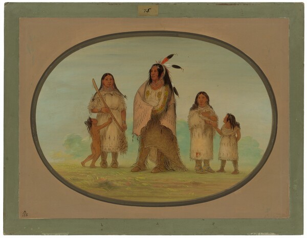 George Catlin, Assinneboine Warrior and His Family