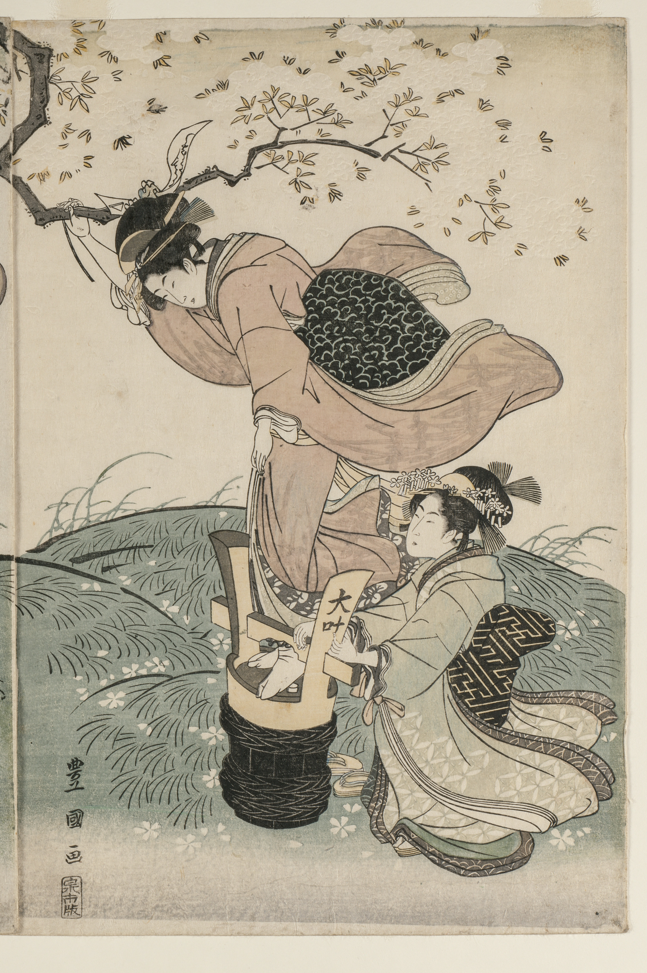 Utagawa Toyokuni, Cherry Blossoms in the Wind