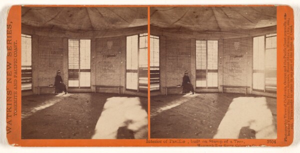 Carleton Watkins, Interior of Pavillion, built on Stump of a Tree, Mammoth Tree Grove, Calaveras Co., Cal.