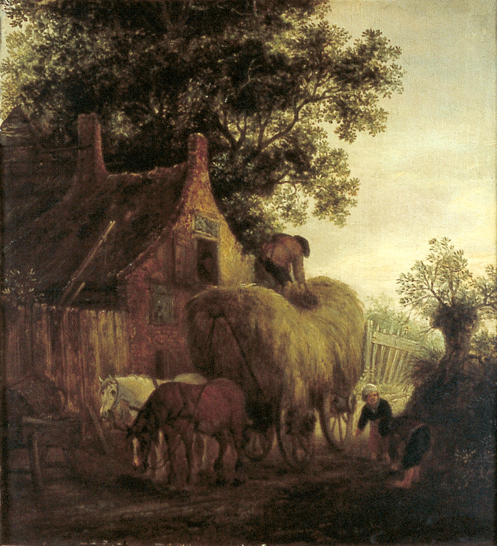Isaac van Ostade, Farm with a Hay wagon