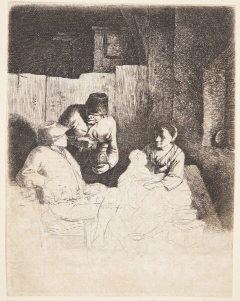 Cornelis Pietersz Bega, En mor med sit barn i en krostue