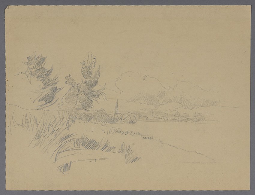 Karl Hagemeister, Havelufer mit Kirche, 1887/1894