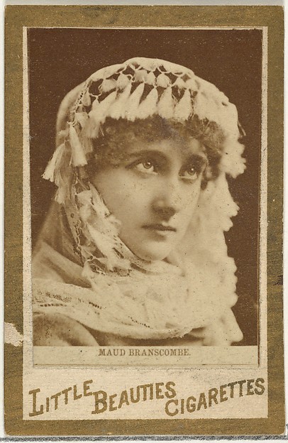 Allen & Ginter, Maud Branscombe, from the Actresses and Celebrities series (N60, Type 1) promoting Little Beauties Cigarettes for Allen & Ginter brand tobacco products