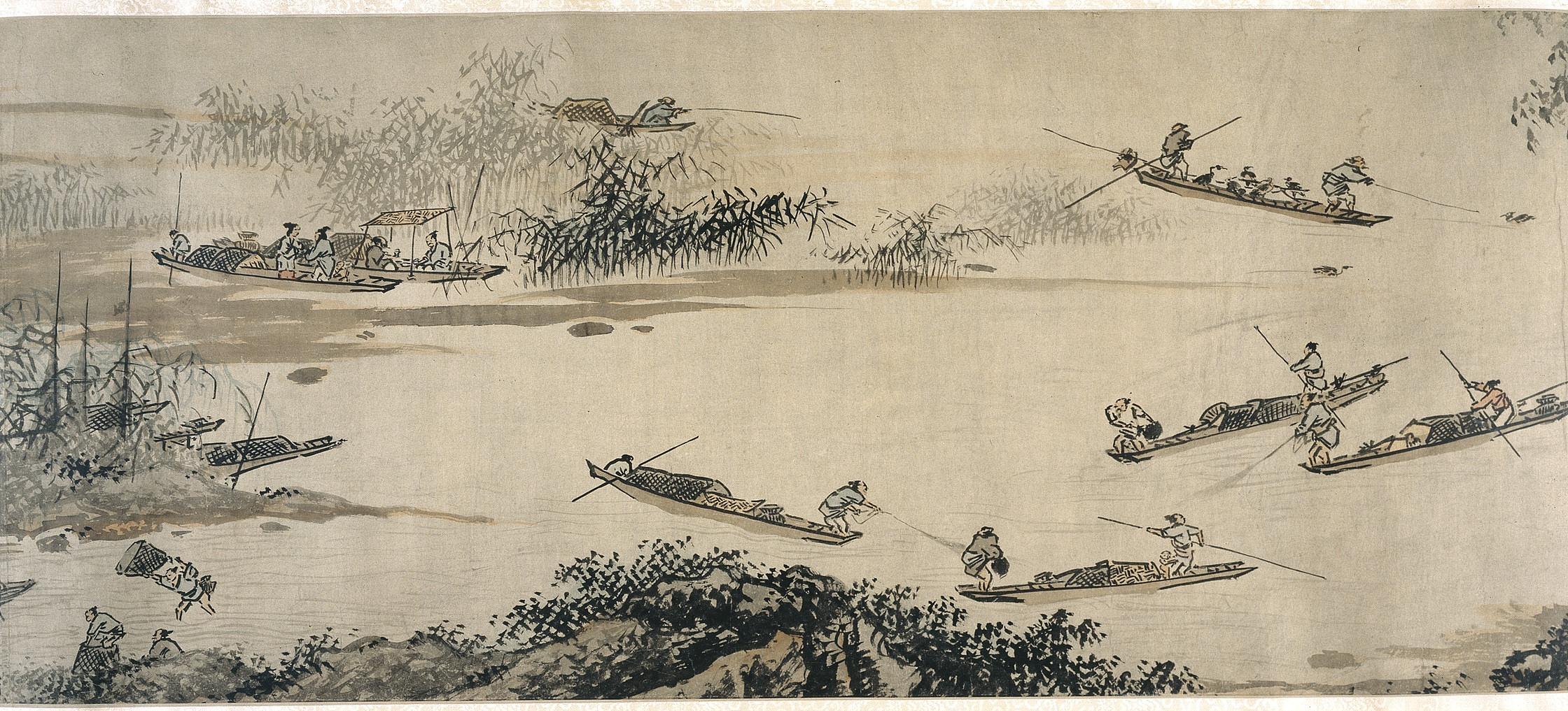 Dai Jin, Fishermen on an autumn river 明（傳）戴進秋江漁樂圖卷