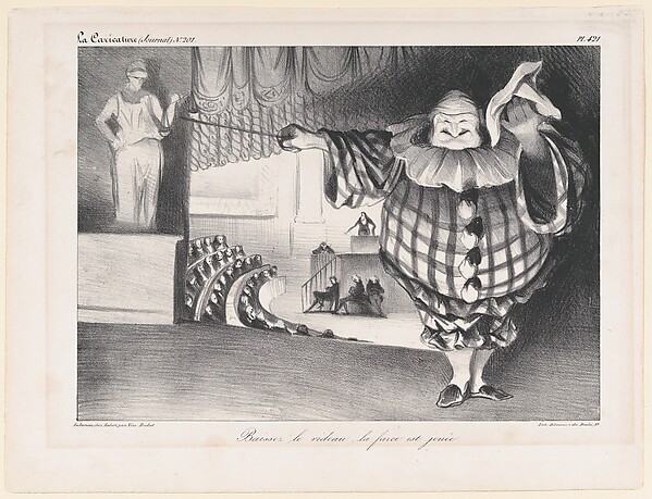 Honoré Daumier, Baissez le Rideau, La Farce est Jouée (Bring Down the Curtain; the Farce is Over), published in La Caricature no. 201, September 11, 1834