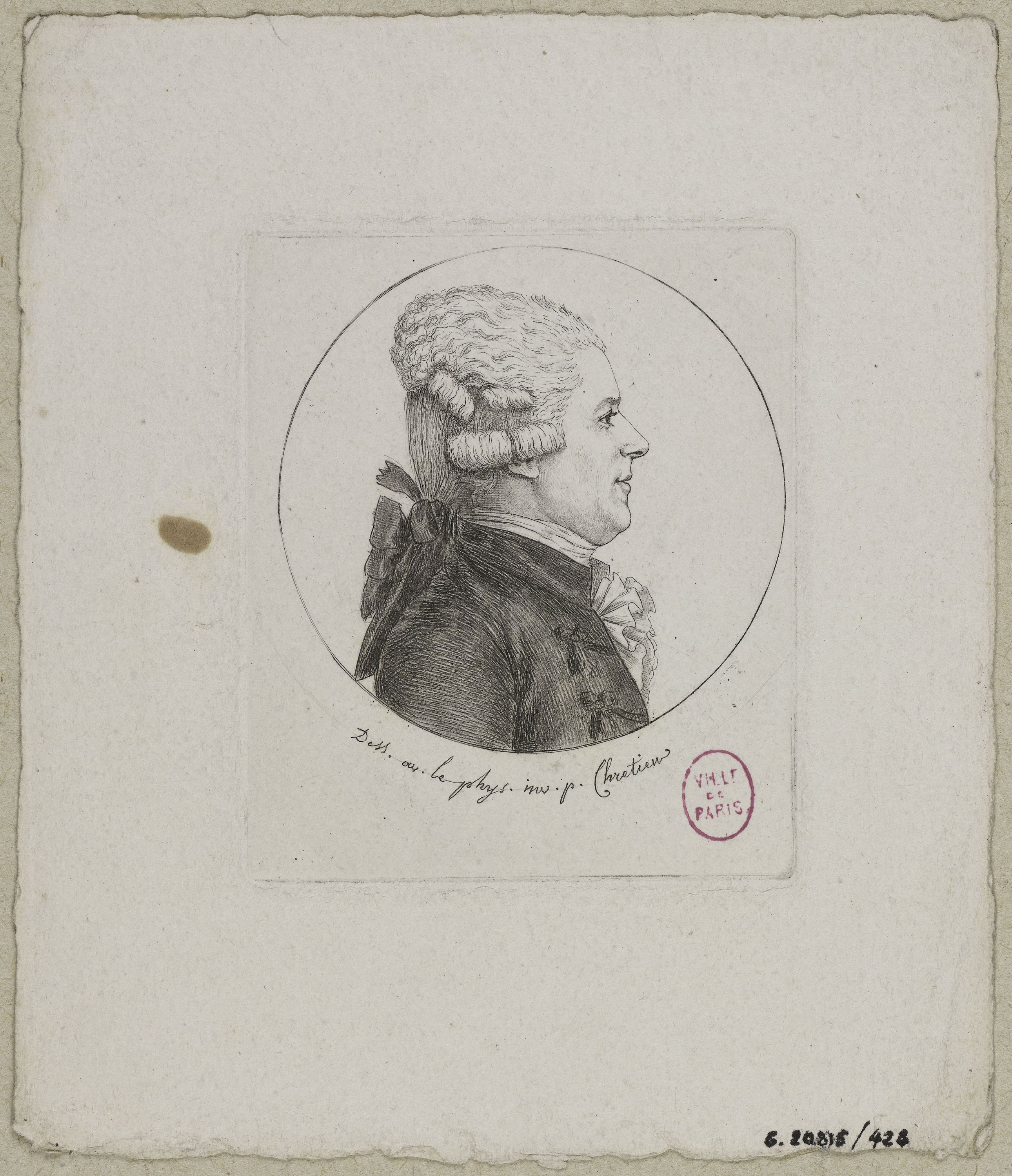 Edmé Quenedey, Portrait d'un homme, fin XVIIIème siècle/début XIXème siècle