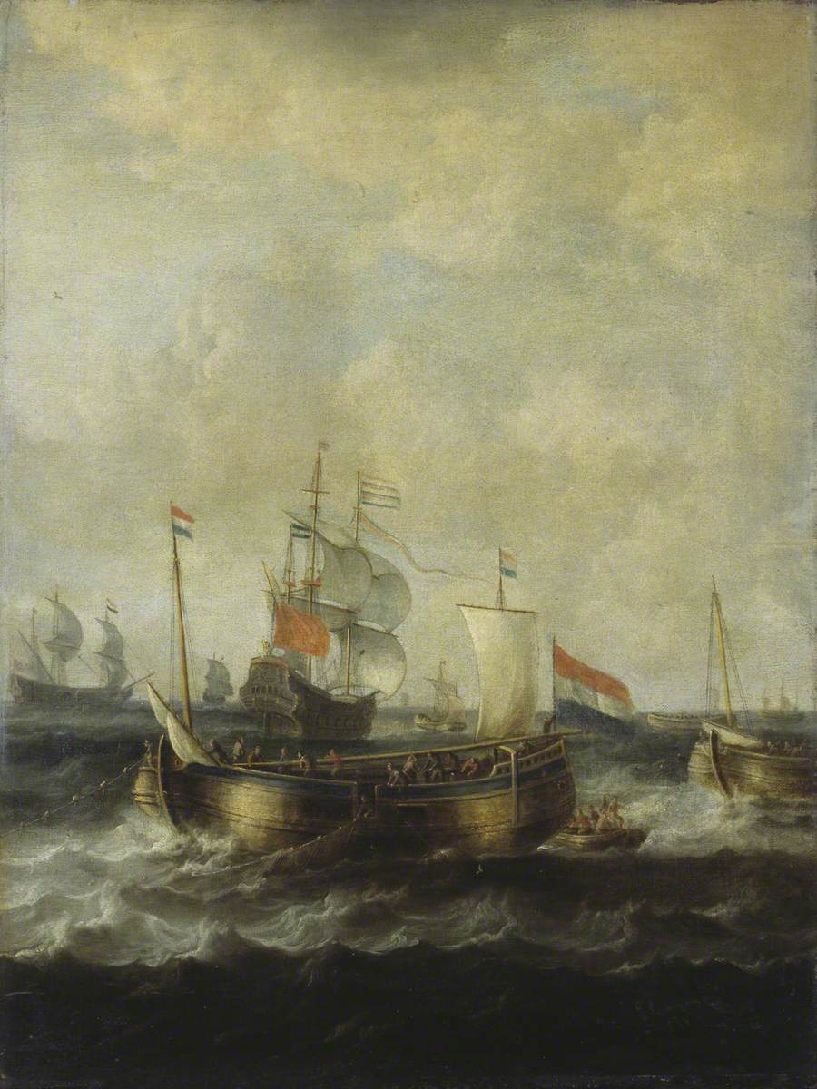 Bonaventura Peeters the Elder, Dutch Indiamen Passing Herring Busses