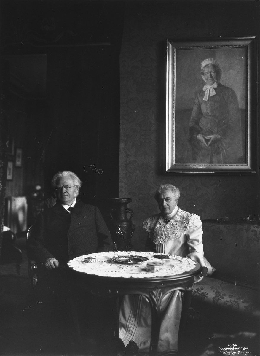 Anders Beer Wilse, Prot: Bjørnstjerne Bjørnson og Frue med Maleri 17/11 1908