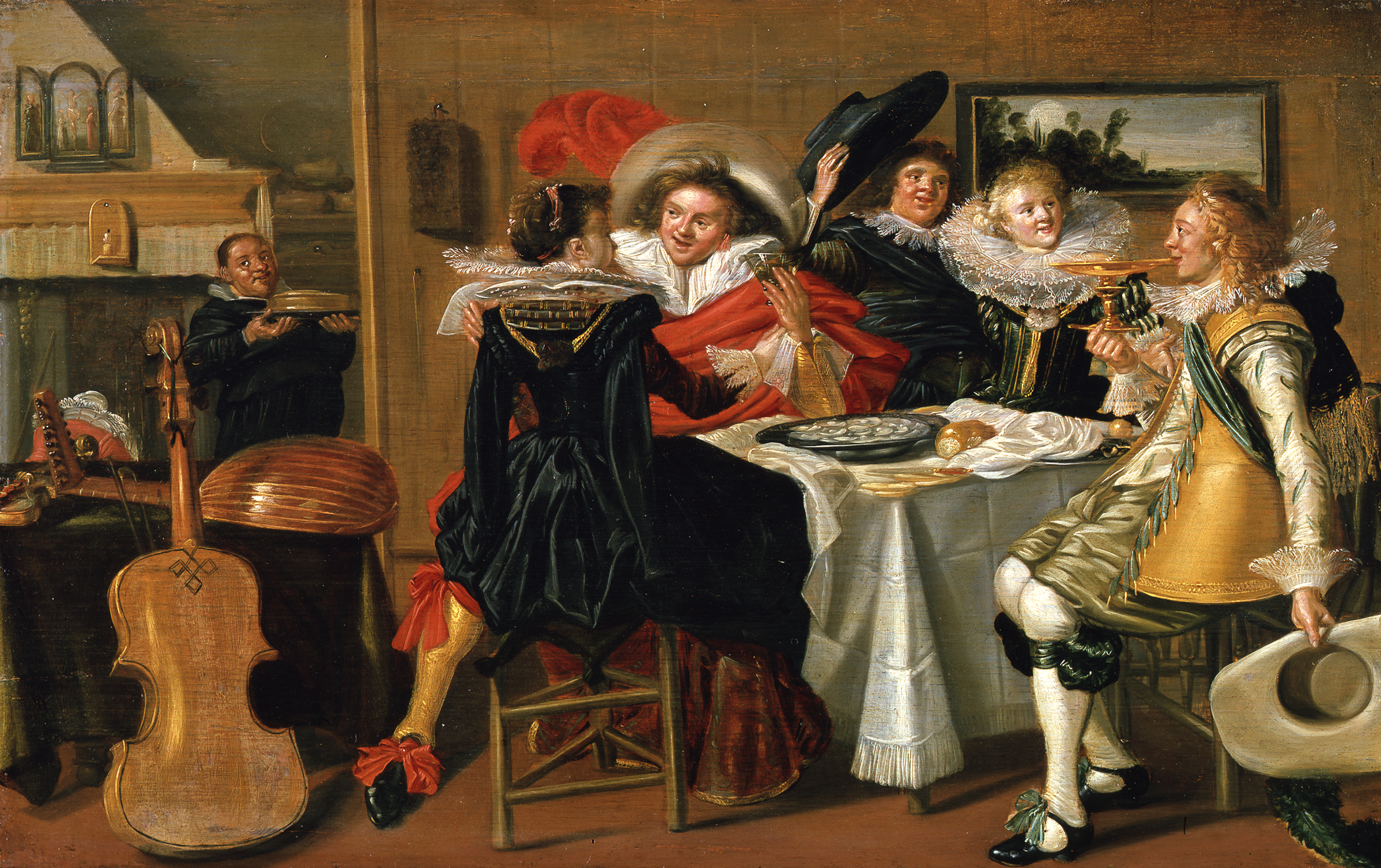 Dirck Hals, Elegant company drinking in an interior