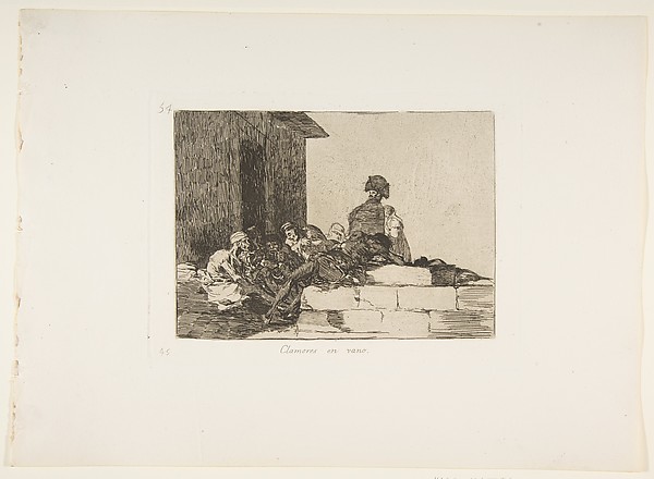 Goya (Francisco de Goya y Lucientes), Plate 54 from "The Disasters of War" (Los Desastres de la Guerra): Appeals are in vain (Clamores en vano)