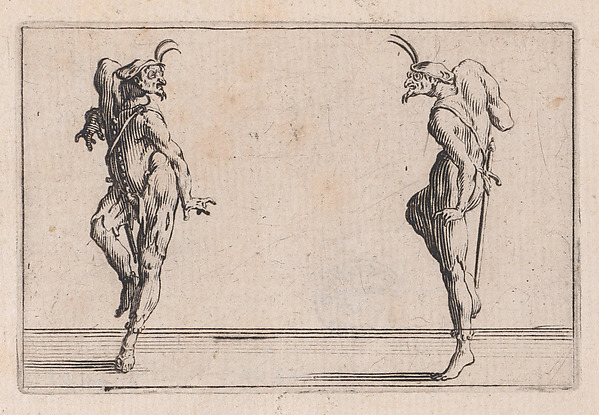 Jacques Callot, Les Deux Pantalons se Regardant (Two Men in Pantsuits Looking at Each Other), from "Les Caprices" Series B, The Nancy Set