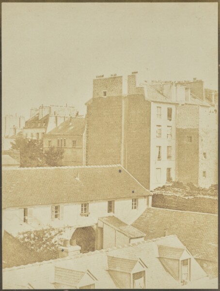 Hippolyte Bayard, [Interior Courtyard and Rooftops near rue Boursault and Batignolles Market]