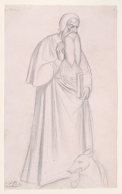 Hippolyte Flandrin, Figure Study after Andrea di Bonaiuto, S. Maria Novella, Florence