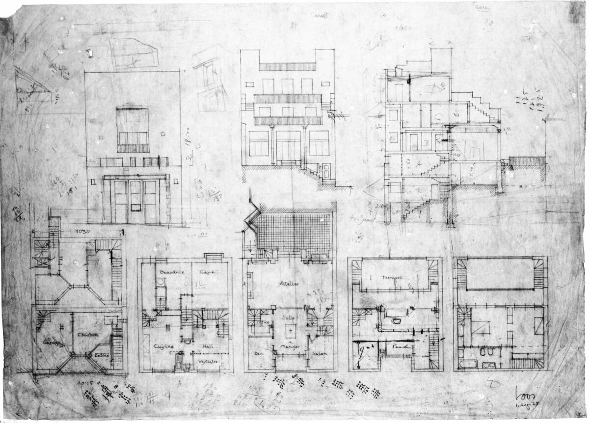 Anonym, Haus Tristan Tzara, Paris XVIII, 15, Avenue Junot, Frankreich, Skizzen