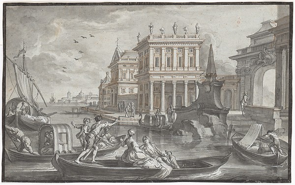 Johann Wolfgang Baumgartner, Canal Scene with a Palazzo