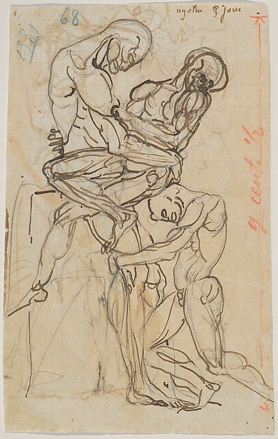 Auguste Rodin, Ugolino and his Sons: Fifth Day (recto); Dante and Virgil: Anatomical Studies (verso)