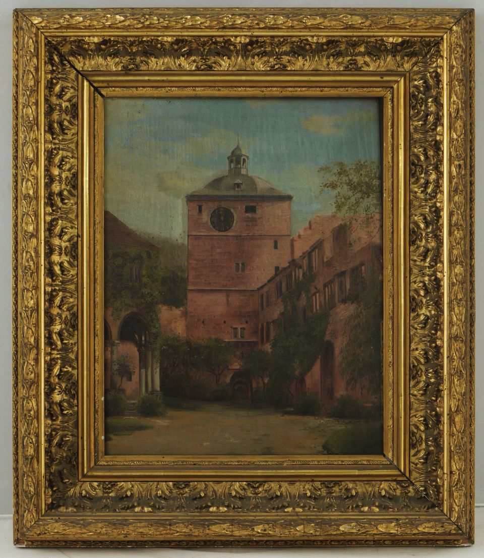 Unknown artist, Blick zum Torturm im Hof des Heidelberger Schlosses