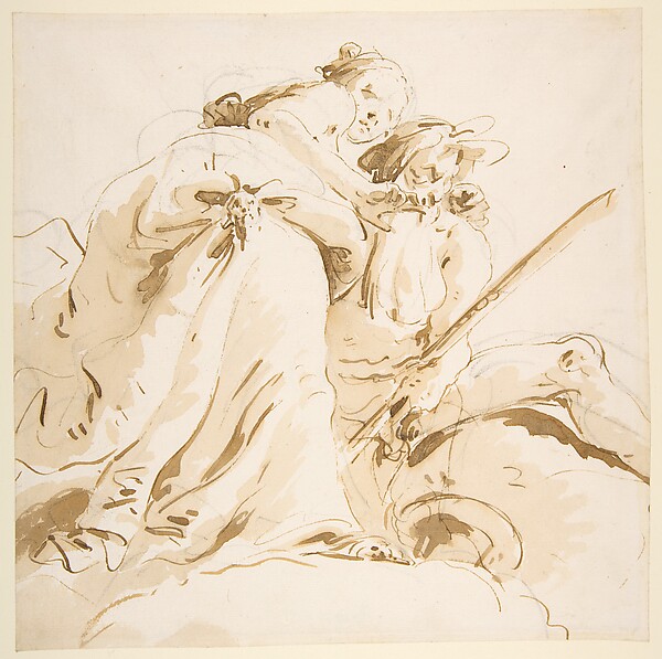 Giovanni Battista Tiepolo, Seated River God and Standing Female Attendant