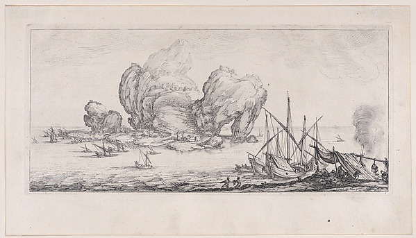 Jacques Callot, Le Grand Rocher (The Large Rock), from "Paysages Gravés pour Jean de Médicis appelées aussi Paysages Dessinés a Florence, Vues de Florence, Paysages d'Italie, et Paysages Définitifs" (Landscapes Engraved for Giovanni de'Medici, Landscapes Designed in Florence, Views of Florence, Landscapes of Italy…