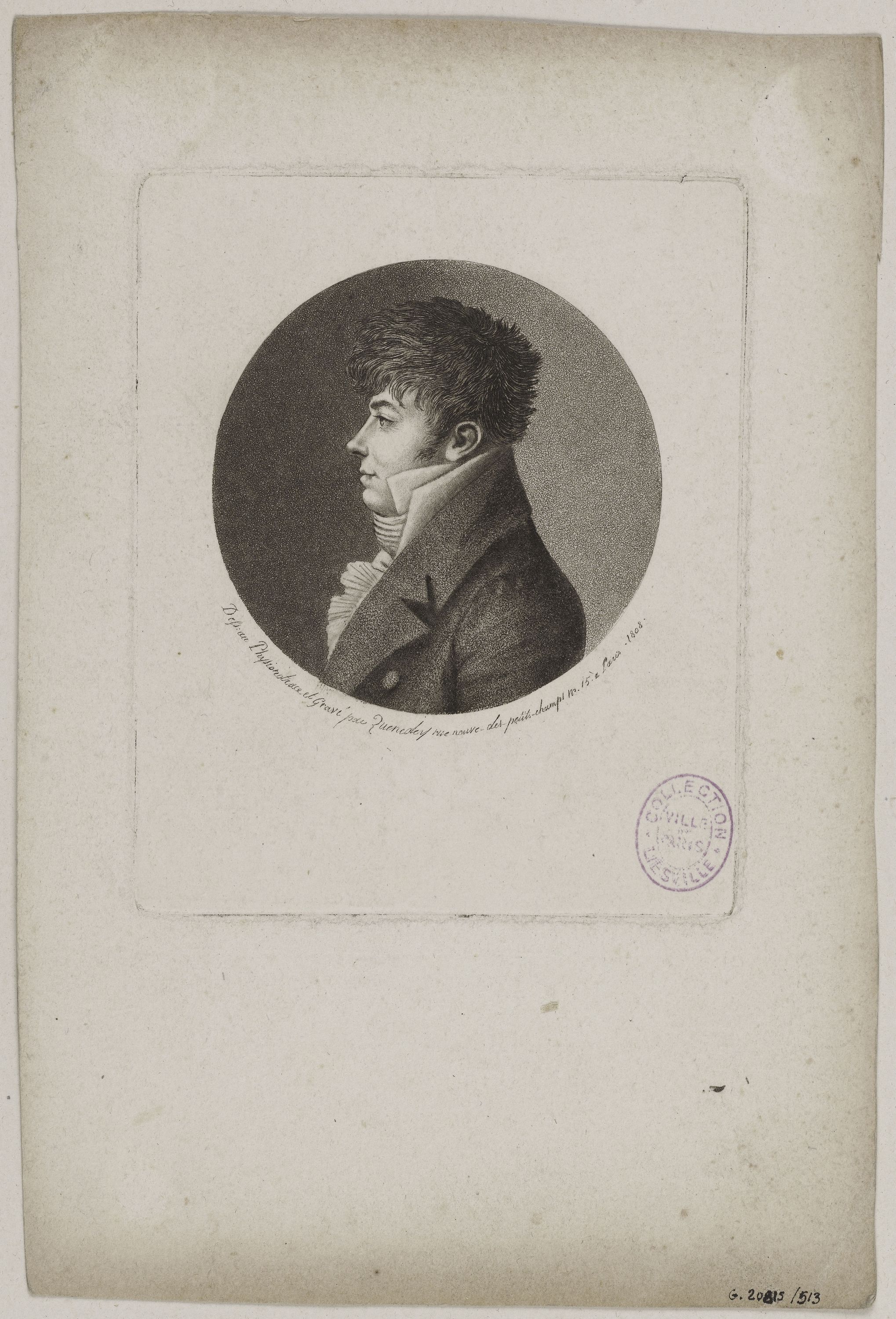 Edmé Quenedey, Portrait d'un homme, fin XVIIIème siècle/début XIXème siècle