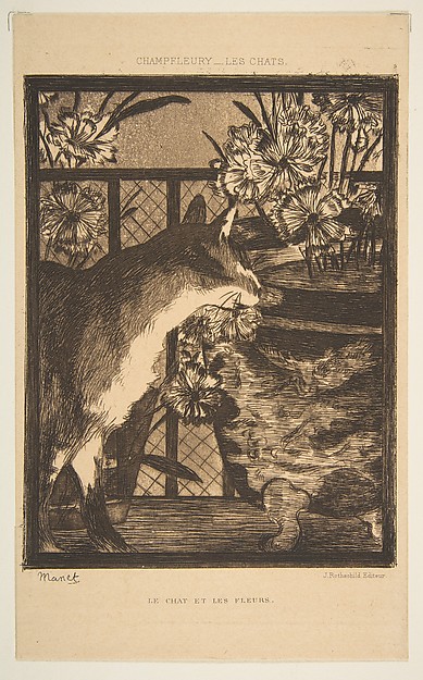 Edouard Manet, Cat and Flowers, from "Les Chats"