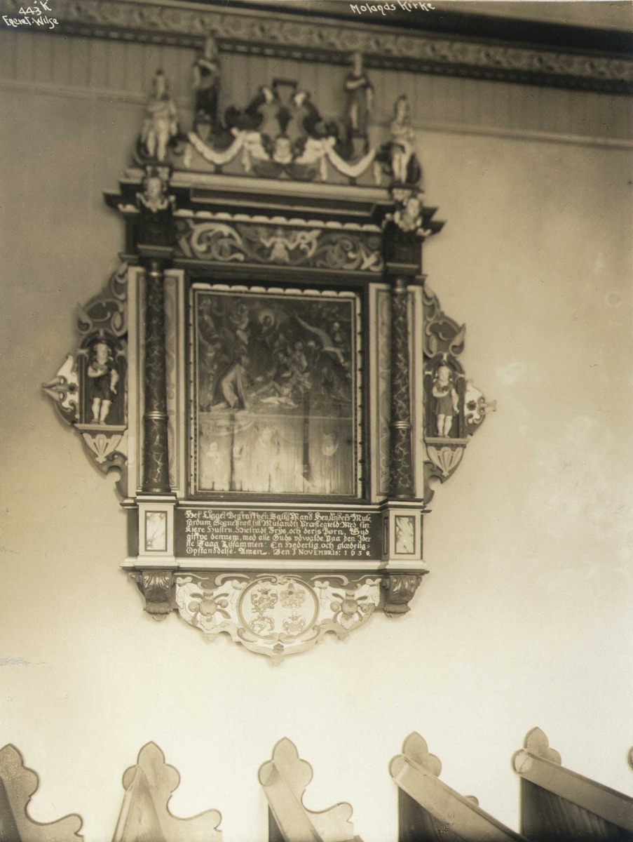Anders Beer Wilse, Epitafium over Anders Mule, Vestre Moland kirke, Lillesand, Aust-Agder.