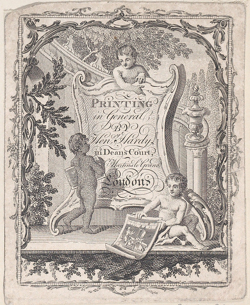 Anonymous, British, 19th century, Trade card for Henry Hardy, Printer