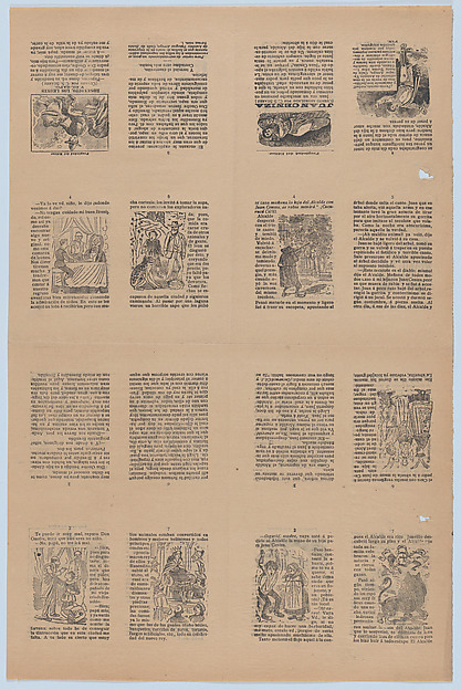 José Guadalupe Posada, An uncut sheet printed on both sides with pages from "Juan Ceniza" (cuento arreglado por C. S. Suarez) and "Rosendito, los leones y el sapo" (cuento  por C. S. Suarez)