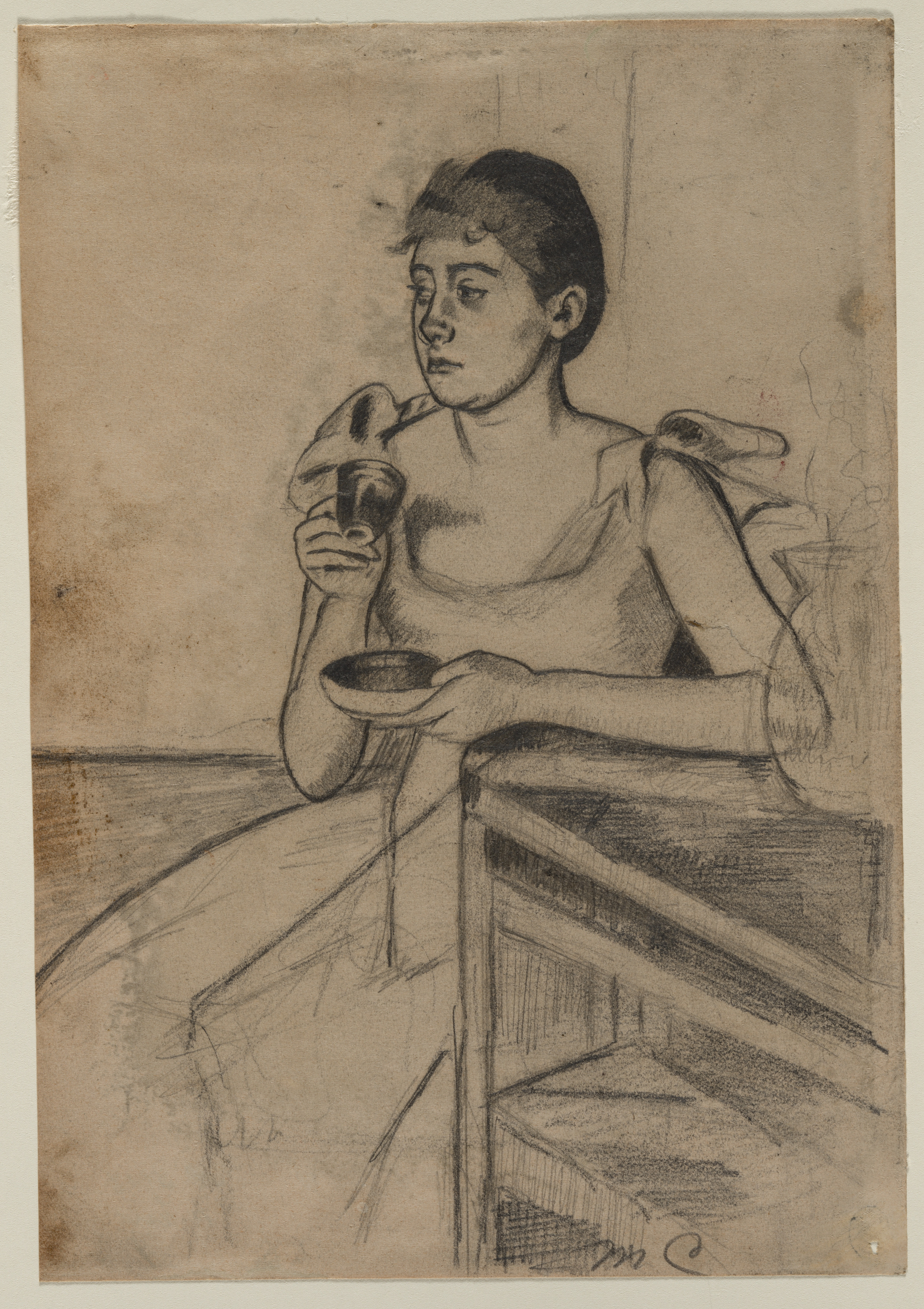 Mary Cassatt, After-Dinner Coffee (recto)