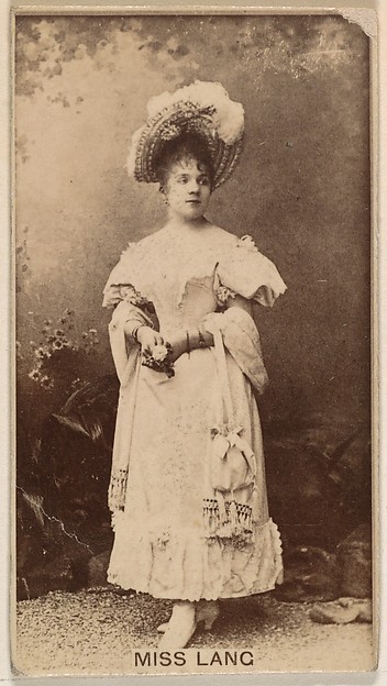 Kinney Brothers Tobacco Company, Miss Lang, from the Actresses series (N245) issued by Kinney Brothers to promote Sweet Caporal Cigarettes