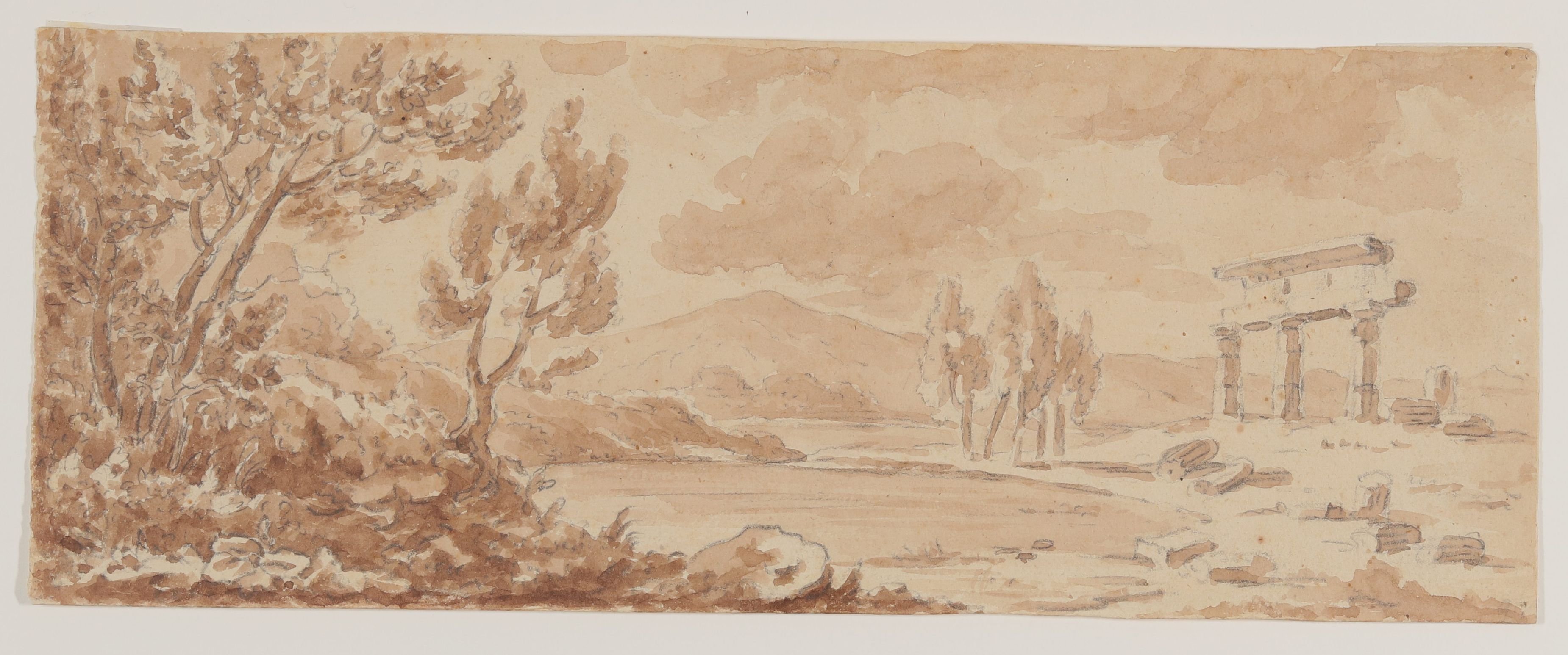 Johann Wolfgang von Goethe, Ideallandschaft mit Tempelruine und vulkanischem Bergkegel
