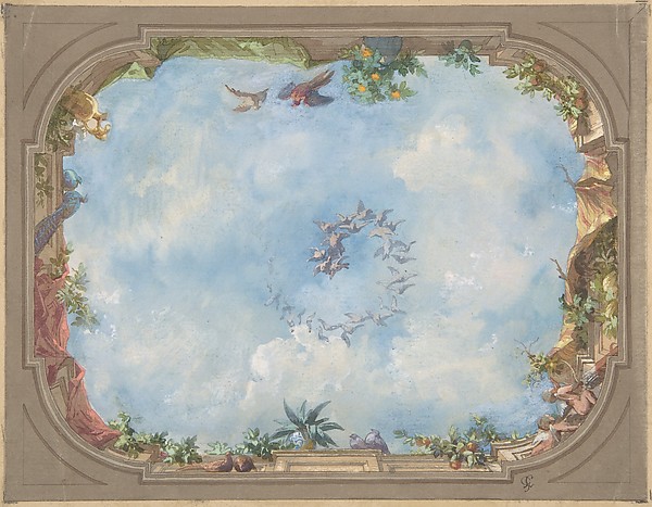 Jules-Edmond-Charles Lachaise, Design for Trompe l'Oeil Stairway Ceiling, Hôtel Hope