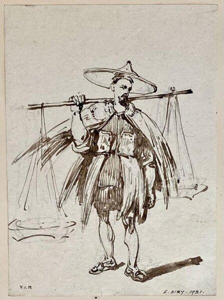 George Chinnery, A Chinese porter in wet-weather dress
