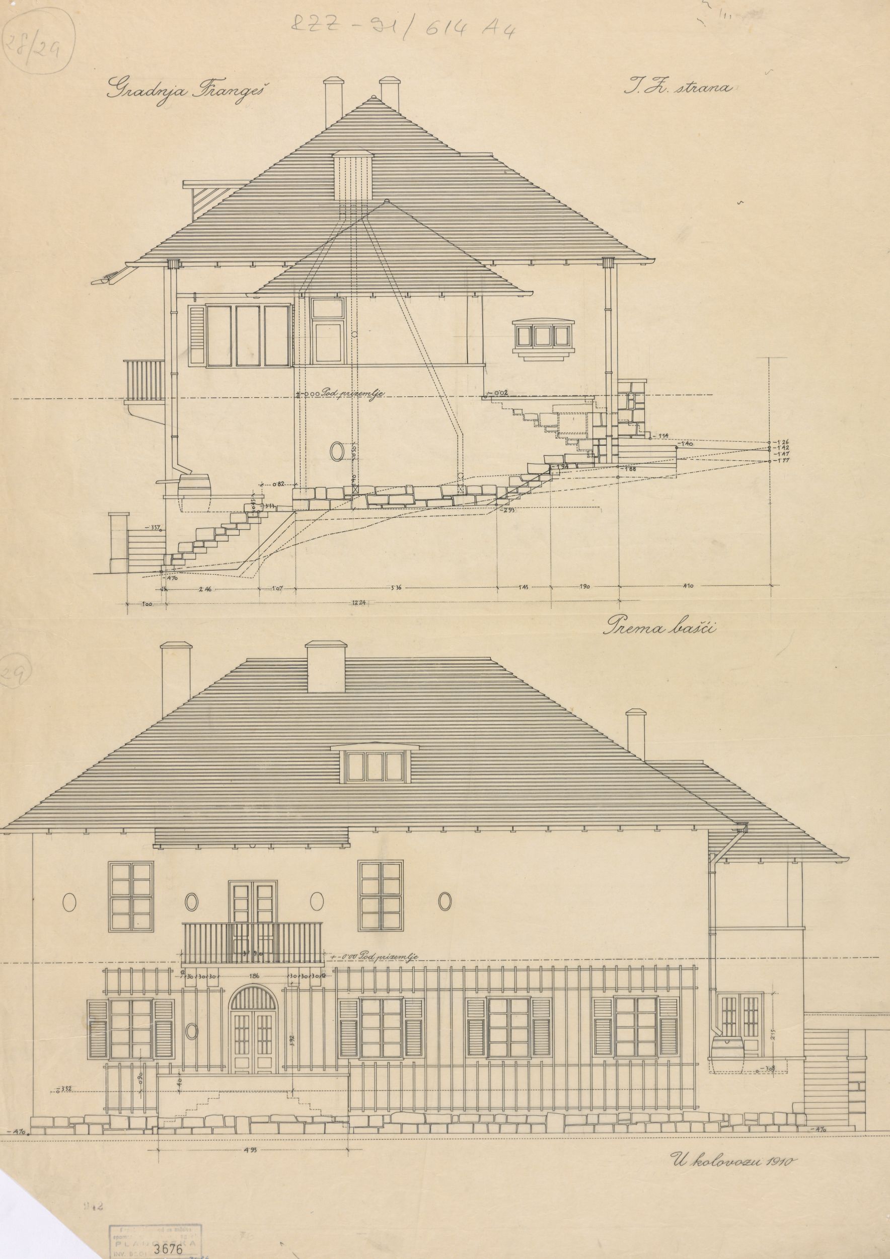 Viktor Kovačić, Vila Frangeš, pročelja