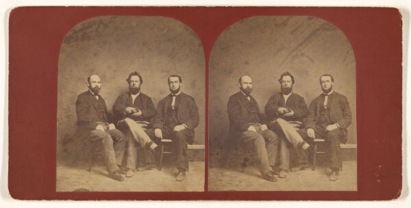 Unknown, [Three bearded men, seated, posed in a studio, possibly at Philadelphia, Pennsylvania, two being possibly Dr. Mac and Dr. Will]