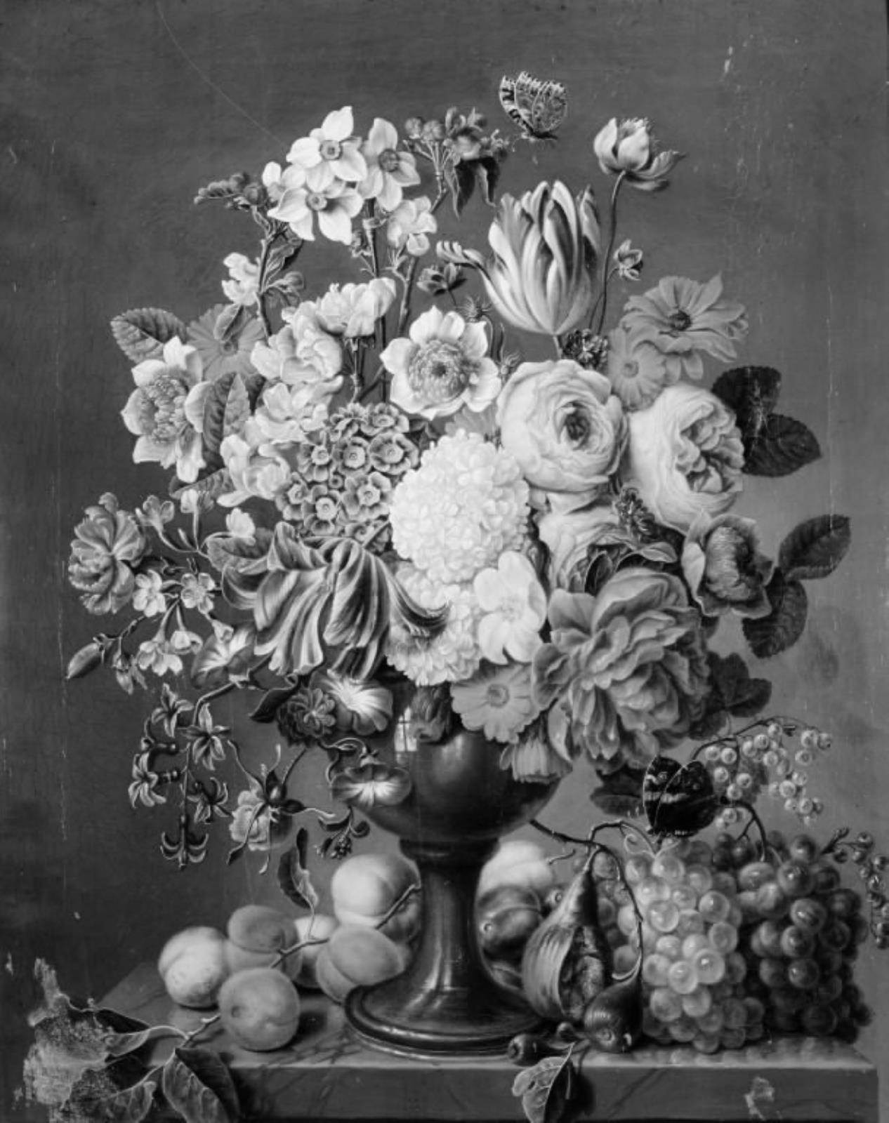 Carl Christian Seydewitz, Blomster i en vase omgivet af frugter